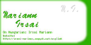 mariann irsai business card